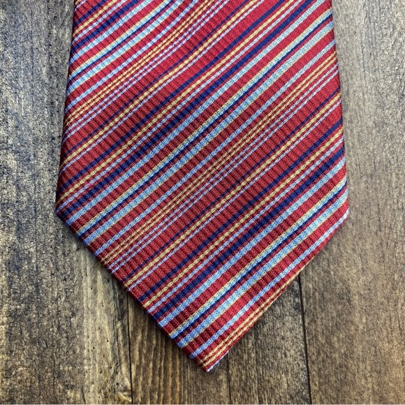 Nicola Ferri Milano Repp Tie 100% Silk 60" x 3.75" Multicolor Stripes - Picture 6 of 6
